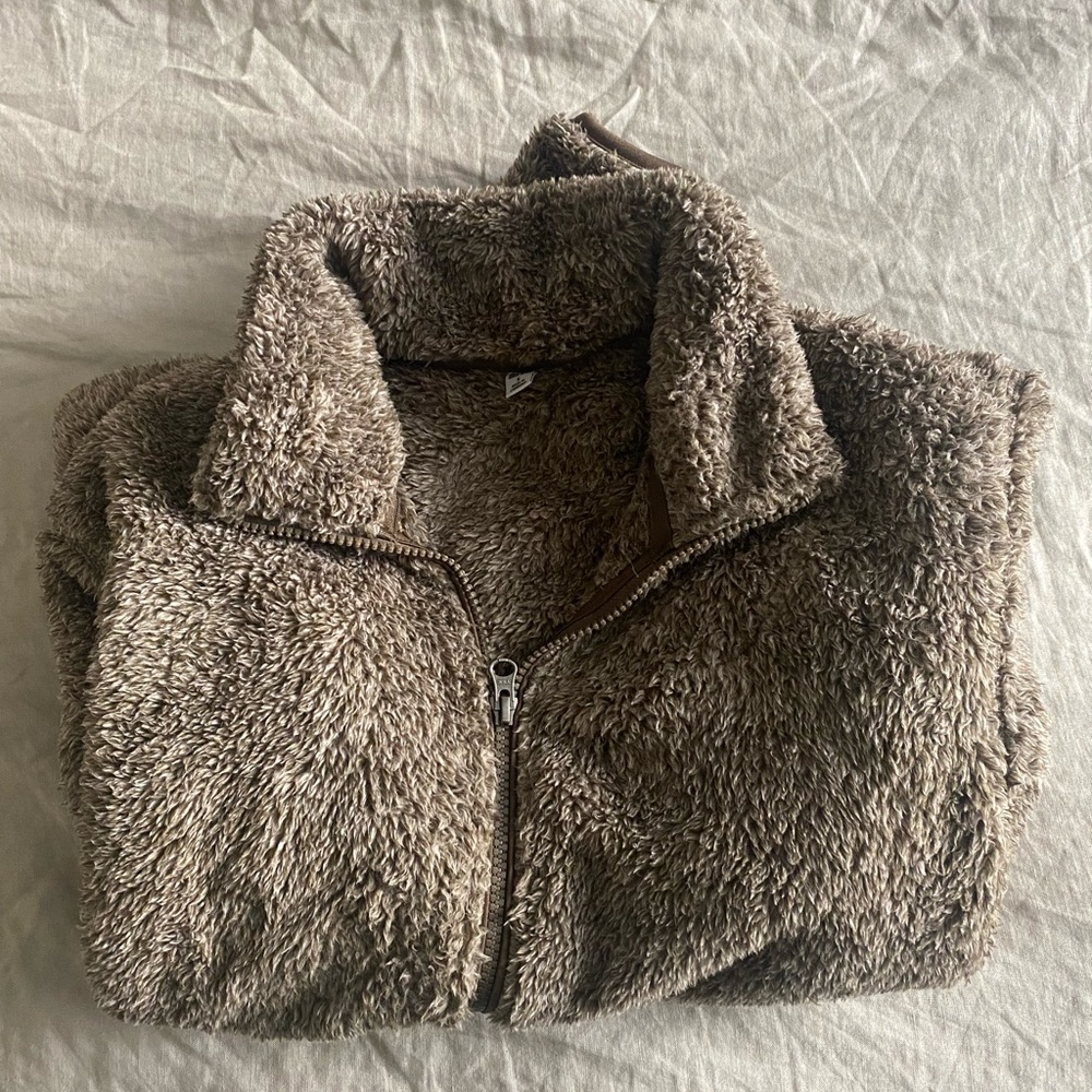 Uniqlo FLUFFY YARN FLEECE FULL-ZIP JACKET Men’s S Small Brown